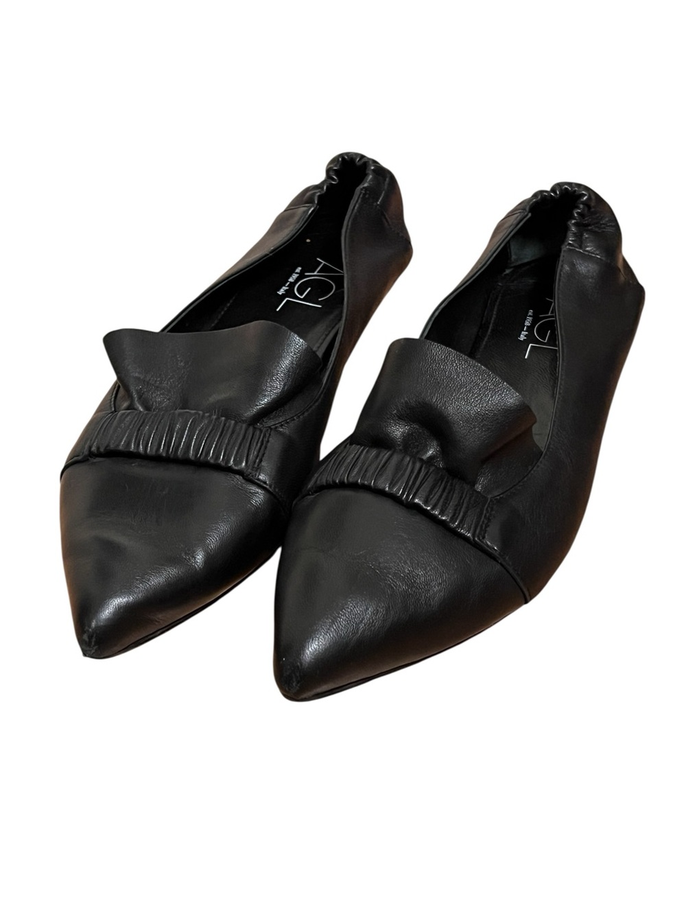 AGL Attilio Giusti Leombruni Black Leather Pointed Toe Flats Size 40 / US 10